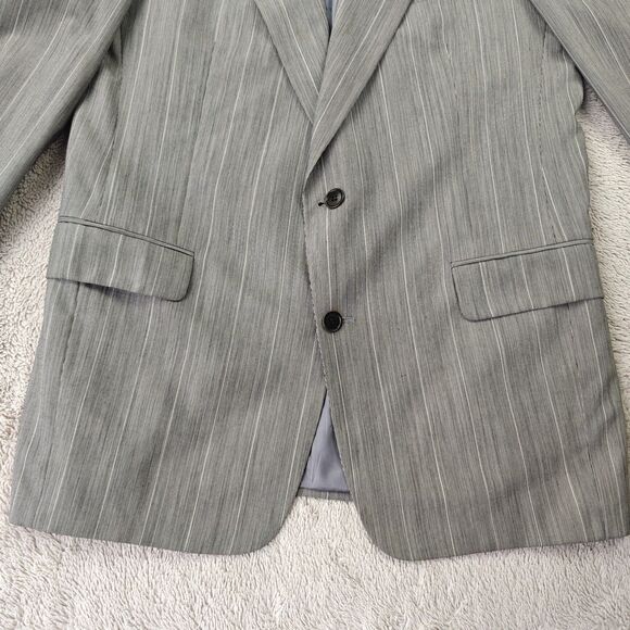 Boss Hugo Boss Corleone Blazer Men's 40L Grey Striped Ventless Wool Suit Jacket - Picture 3 of 13